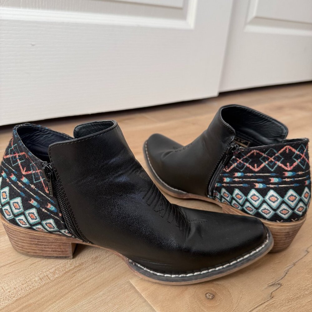Black Ankle Roper Western Boho Boot